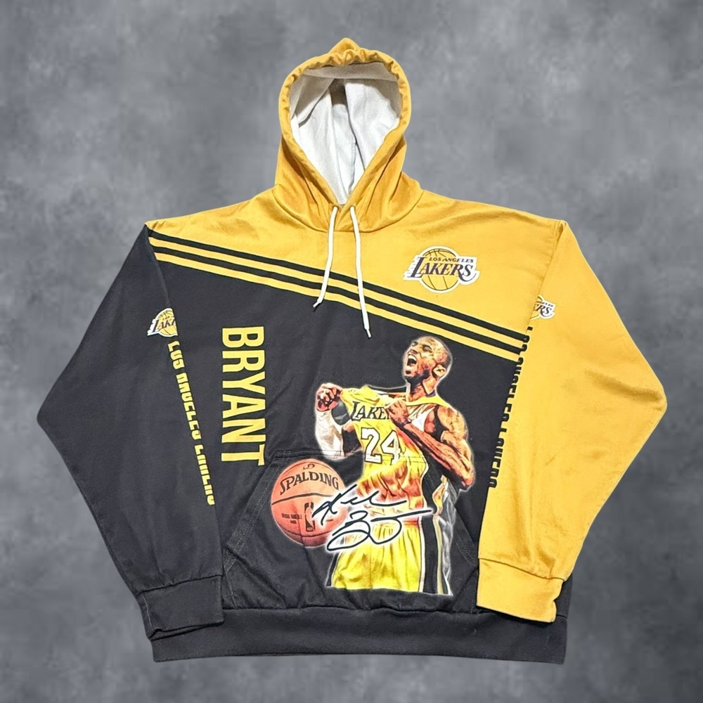 Kobe Bryant Los Angeles Lakers 24 Tribute Hoodie Mens XL Black Gold Sweatshirt
